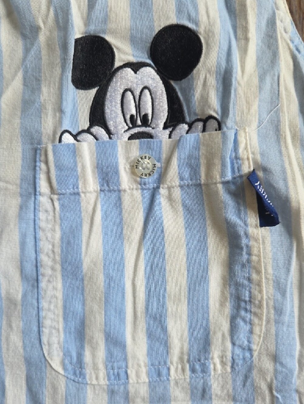 Mickey Mouse Blue & White Striped Sleeveless Button-Up Shirt - Picture 2 of 6